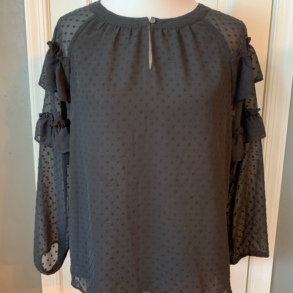 LOFT blouse with ruffle sleeves - size small